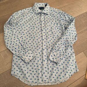 CHARLESTON THREADS MENS MOTORCYCLE STRIPED BUTTON DOWN LONG SLEEVE SHIRT LARGE